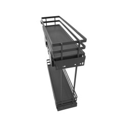 Basket with solid bottoms with soft closing, full extension, hidden runners, for cabinet 200 mm, Premium, graphite