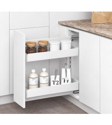 Two level pull-out basket with soft closing for cabinet 250 with solid bottoms, M-Box, white matt