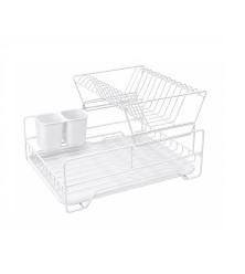 Drainer-dryer for dishes and utensils standing white mat with plastic tray