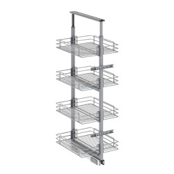 High mechanism-Column with 4 baskets to be built into a cabinet 300 mm, with normal closing, chrome H 1250-1400 mm