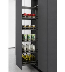 High basket-Column with 5 baskets to be built into a cabinet 300 mm, with smooth closing, with solid bottoms, Premium, graphite H 1570-1870 mm