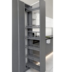 High basket-Column with 5 baskets to be built into a cabinet 150 mm, with smooth closing, with solid bottoms, Premium, graphite H 1570-1870 mm