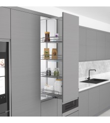 High mechanism-Column with 4 baskets to be built into a cabinet 350 mm, with normal closing, chrome H 1250-1400 mm