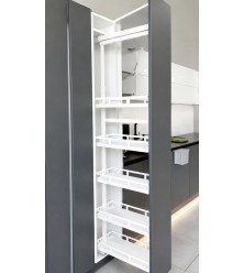 High basket-Column with 5 baskets to be built into a cabinet 300 mm, with smooth closing, with solid bottoms, Elegant, white matt H 1570-1870 mm