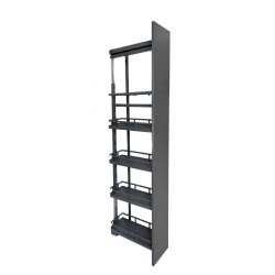 High basket-Column with 4 baskets to be built into a cabinet 200 mm, with smooth closing, with solid bottoms, Premium, graphite H 1270-1570 mm