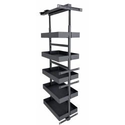 High basket with 5 baskets to be built into a cabinet 200 mm, with soft closing, with solid bottoms, M-Box graphite H 1570-1870 mm