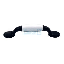 Furniture handle P521 white porcelain with black matt
