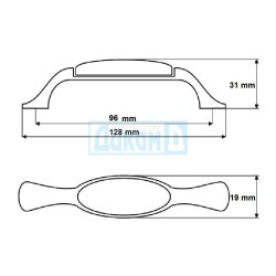 Furniture handle P521 white porcelain with black matt