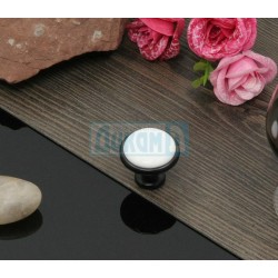 Furniture handle P273 white porcelain ball with black matte