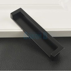 Furniture inset handle ALS40, black matt, rectangular