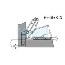 Мебелна панта за ъглов шкаф 165 градуса с клипс 3D пластина и амортисьор, Evo Line Мебелна панта за ъглов шкаф 165 градуса с клипс 3D пластина и амортисьор, Evo Line