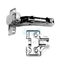 Furniture hinge +90 degrees /front frame/ with 3D clip plate and shock absorber, Evo Line