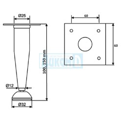 Adjustable conical leg F 25 mm