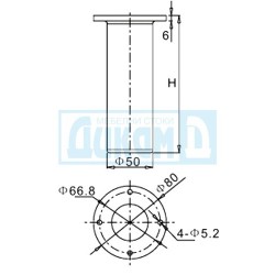 Adjustable round leg Ф50 mm with round plate aluminum upper adjustment