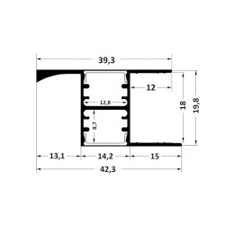 Door profile without handle and LED strip, white matte AP206-3