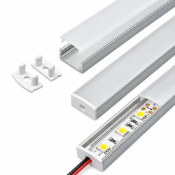 Profile for LED strip for outdoor installation, silver with matte cover AP207