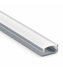 Profile for LED strip for outdoor installation, silver with matte cover AP207