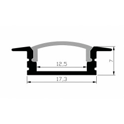 Profile for LED tape, for digging in black AP201-2